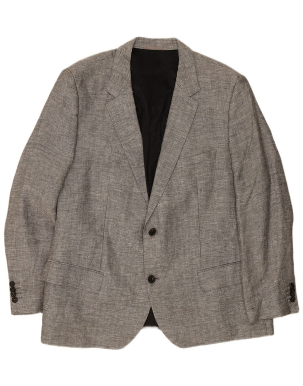 Hugo Boss Chaqueta tipo blazer de 2 botones para hombre EU 62 6XL Lino gris