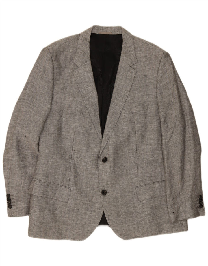 Hugo Boss Chaqueta tipo blazer de 2 botones para hombre EU 62 6XL Lino gris