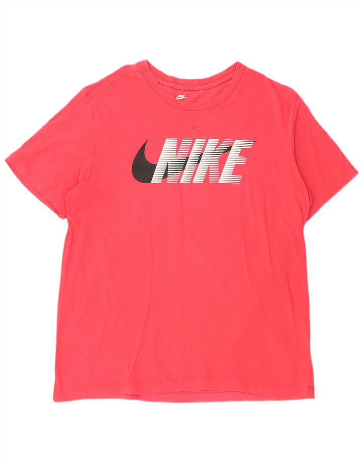 NIKE Camiseta gráfica para hombre Top grande de algodón rosa