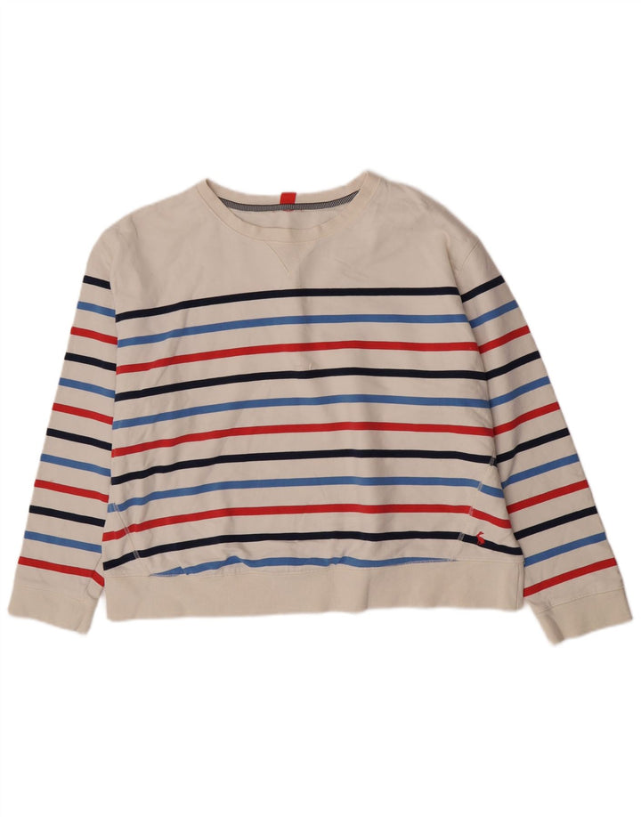 Joules Sudadera extragrande para mujer, jersey, Reino Unido 14, algodón a rayas blanco mediano