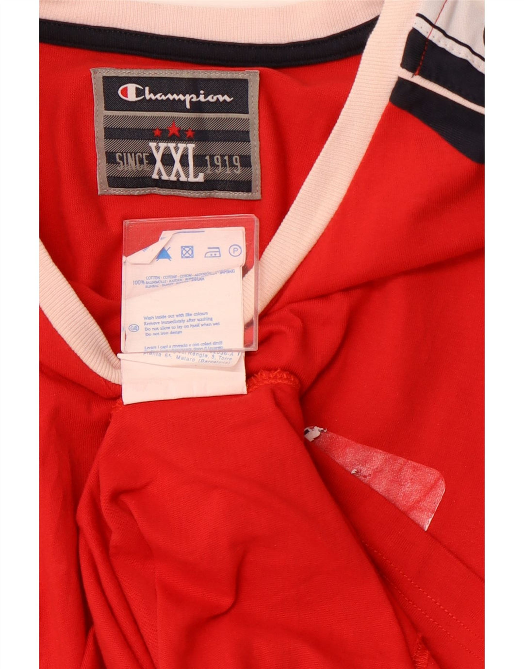CHAMPION Camiseta gráfica para hombre Top 2XL Algodón color block rojo