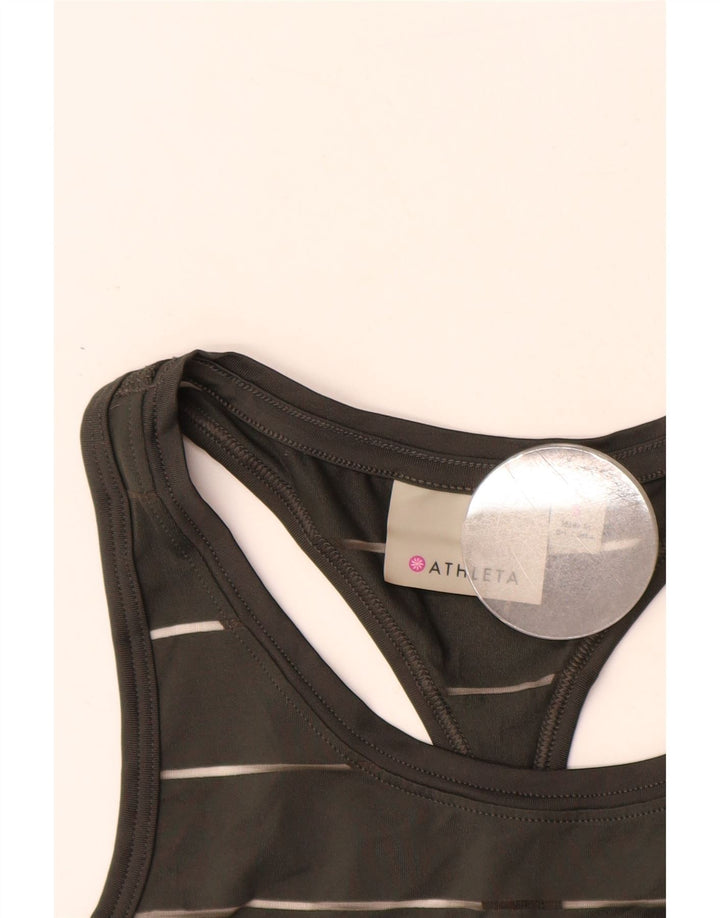 ATHLETA Top sin mangas para mujer UK 10 Small Poliéster a rayas negras