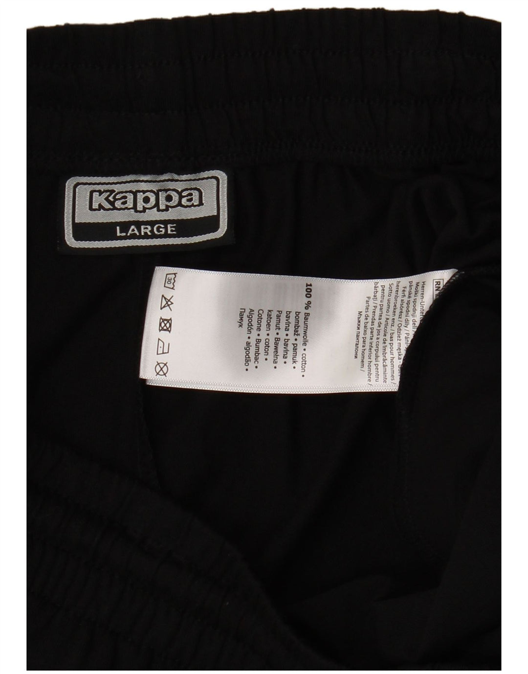 KAPPA Pantalones cortos deportivos gráficos para hombre de algodón negro grande