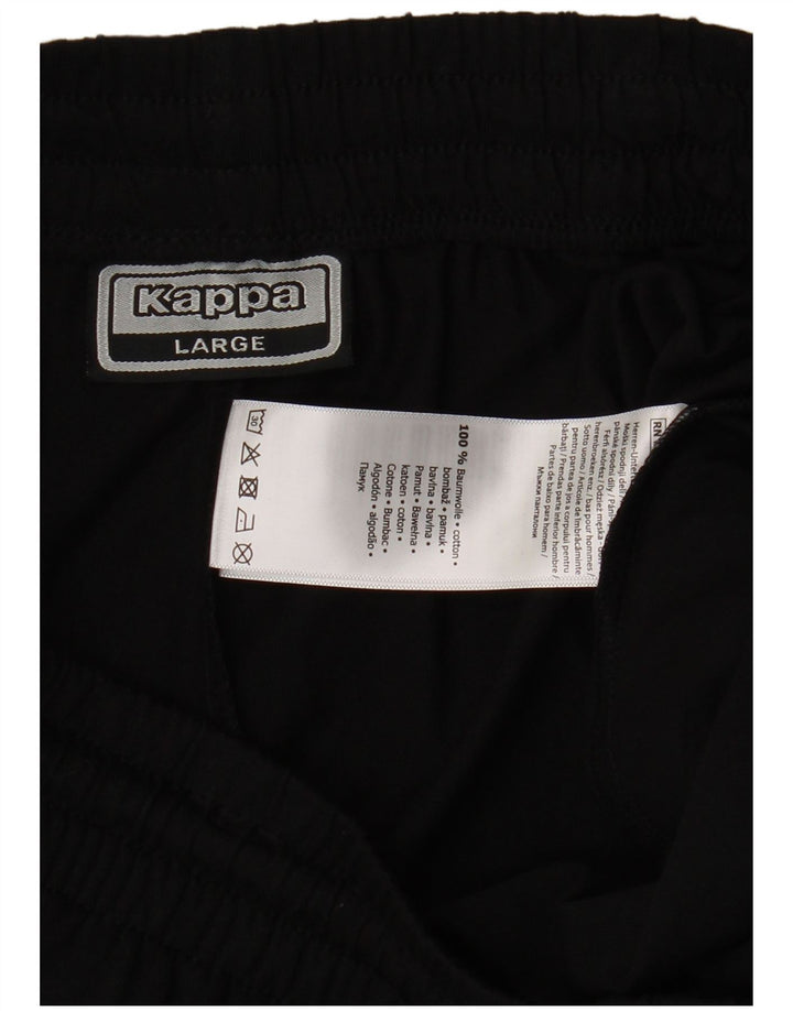 KAPPA Pantalones cortos deportivos gráficos para hombre de algodón negro grande