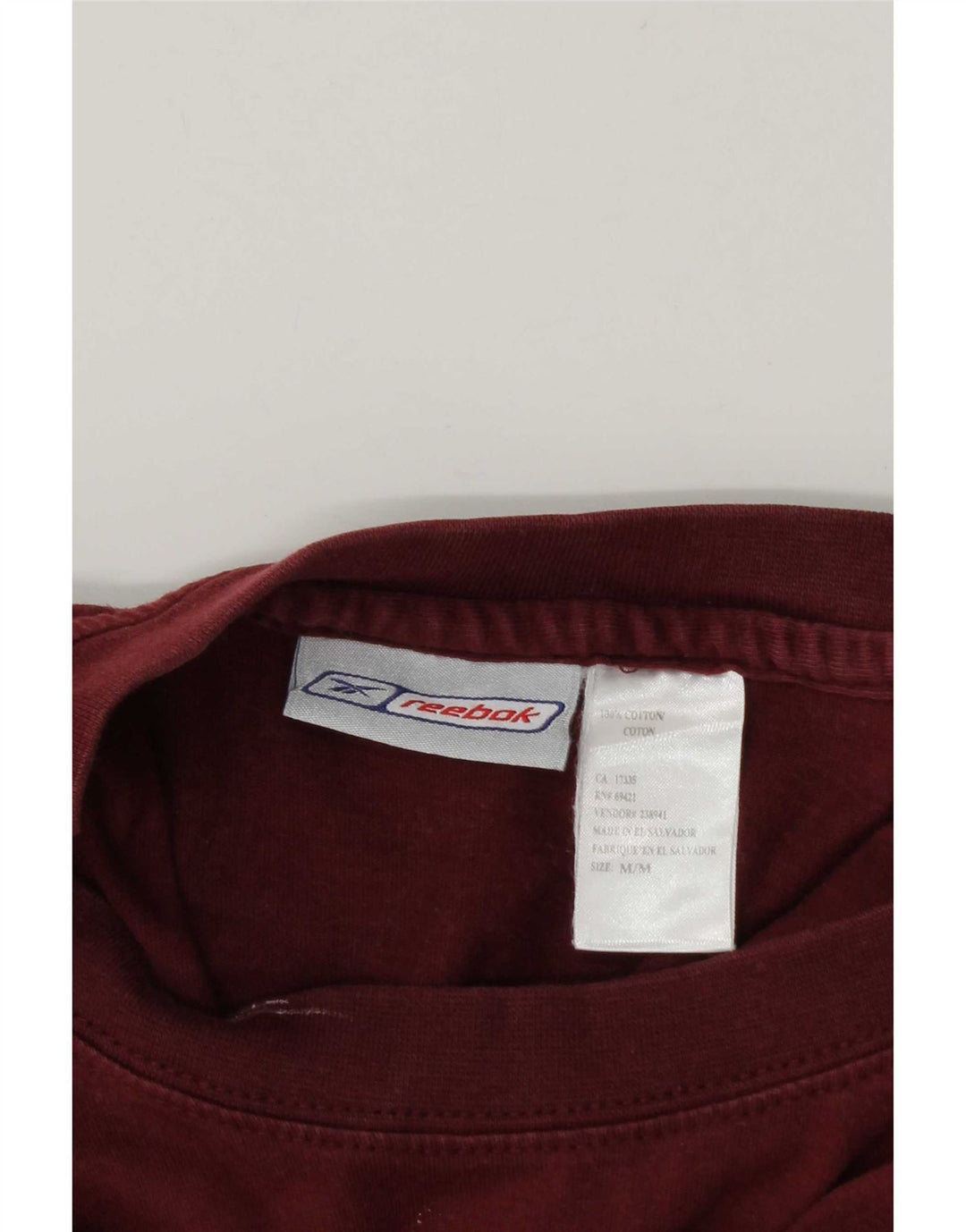 Camiseta Reebok Hombre Top Large Borgoña Algodón