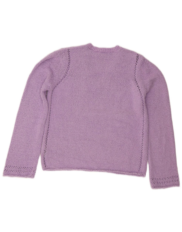 Marks & Spencer Suéter tipo jersey con cuello en V para mujer UK 44 Algodón morado mediano