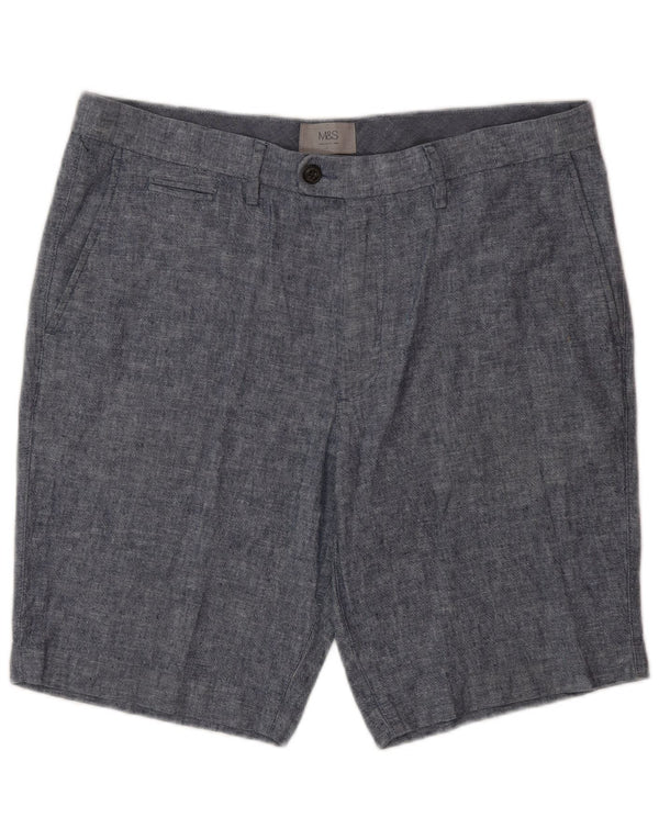 Marks & Spencer Pantalones cortos chinos para hombre W34 L lino azul grande