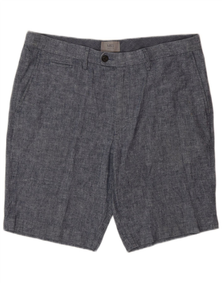 Marks & Spencer Pantalones cortos chinos para hombre W34 L lino azul grande
