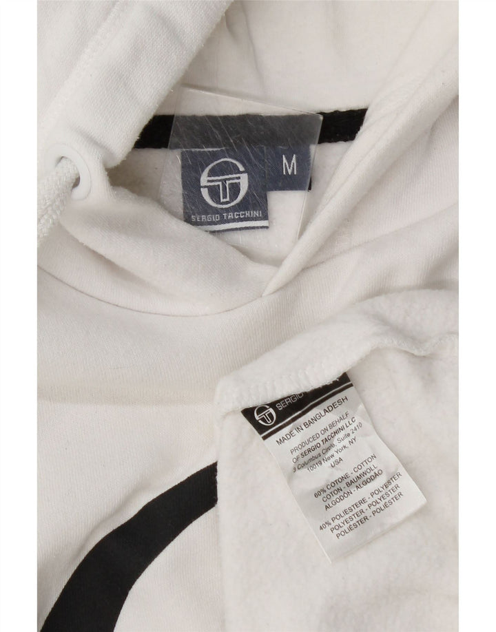Sergio Tacchini Jersey con capucha gráfica para hombre Algodón blanco mediano