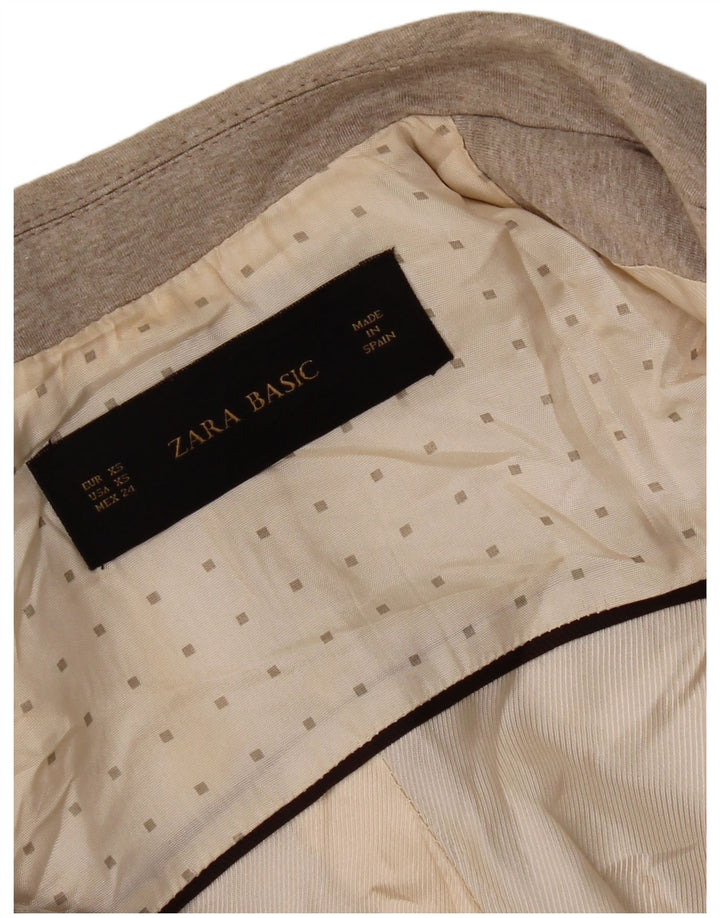 Zara Mujer Chaqueta Blazer De 1 Botón UK 6 XS Beige
