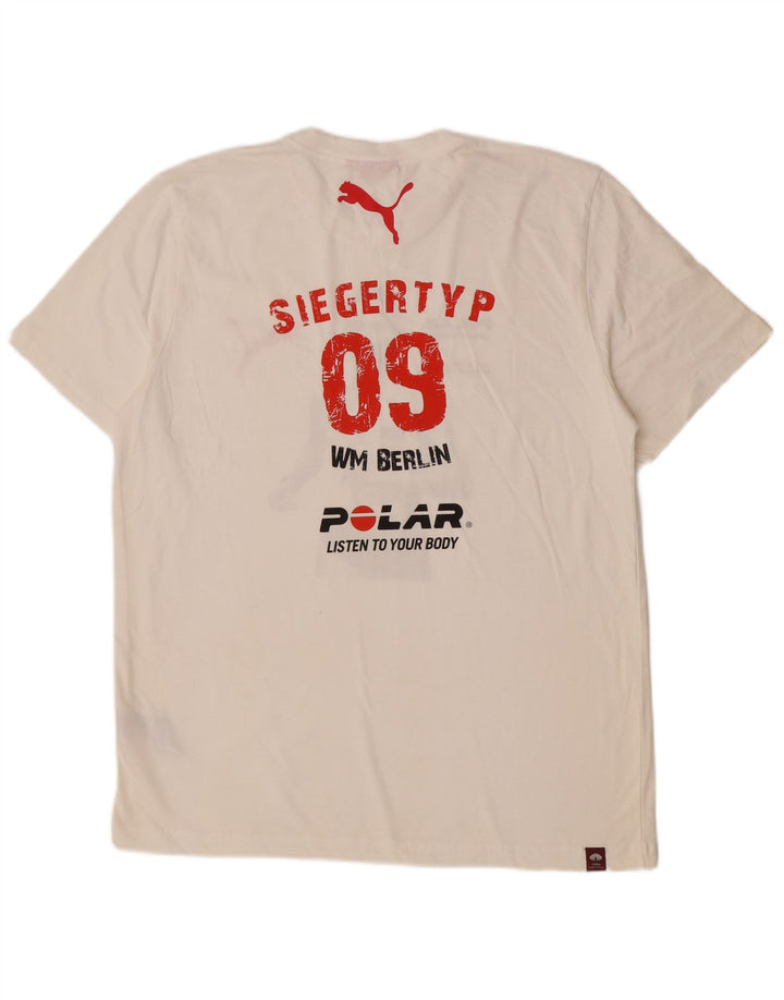 Puma - Camiseta gráfica para hombre, talla grande, algodón blanco