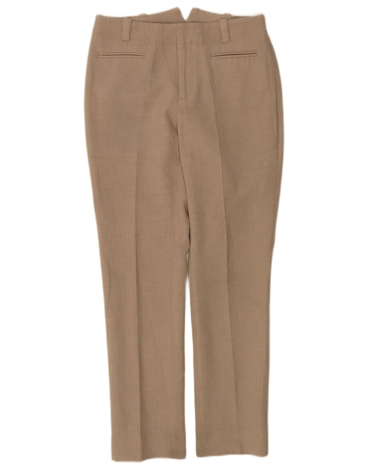 Zara Mujer Pantalón De Traje Recto EU 38 Small W28 L29 Poliéster Gris