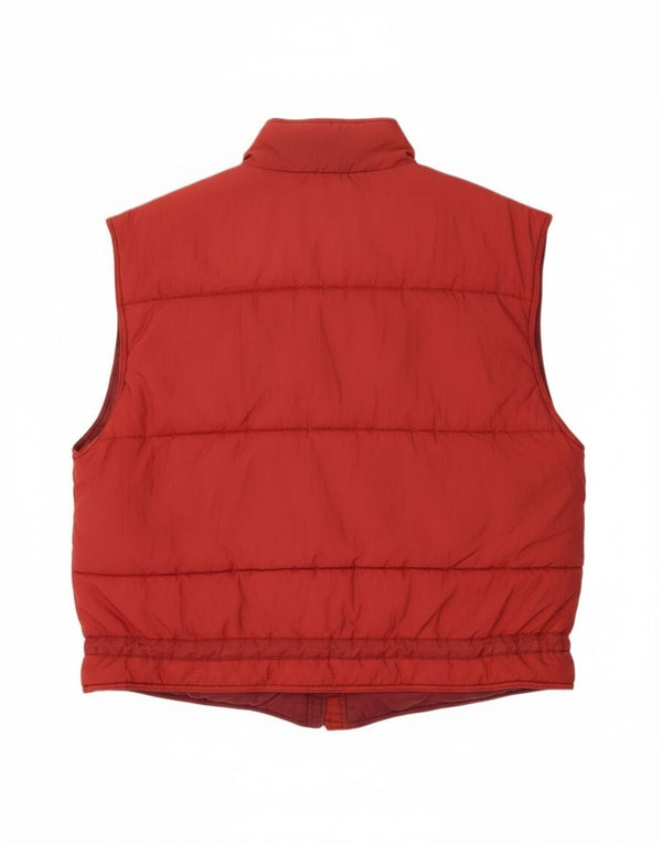 Vintage hombres gráfico acolchado Gilet Reino Unido 42 XL Nylon rojo