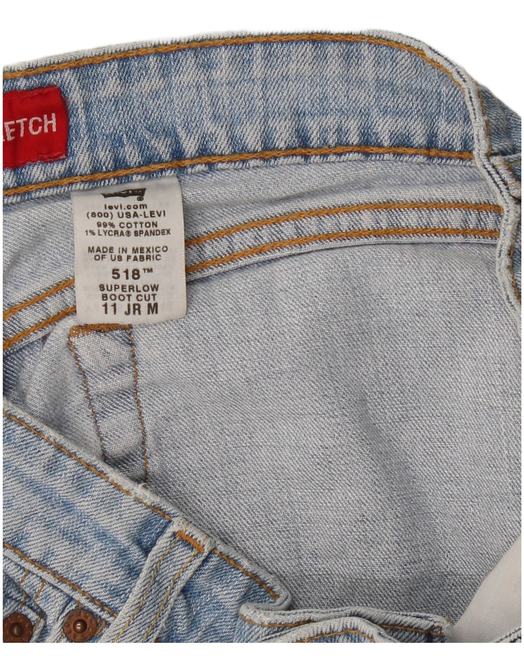 Levi's Mujer 518 Super Low Denim Shorts Medium W32 Algodón Azul