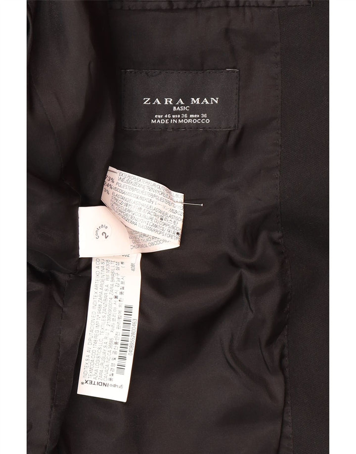 Zara Chaqueta tipo blazer de 2 botones para hombre EU 46 Small Poliéster negro