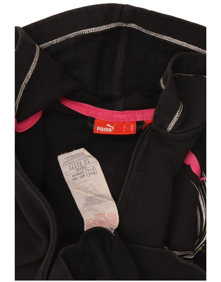 PUMA Sudadera con capucha y cremallera gráfica para niñas 13-14 años Algodón negro