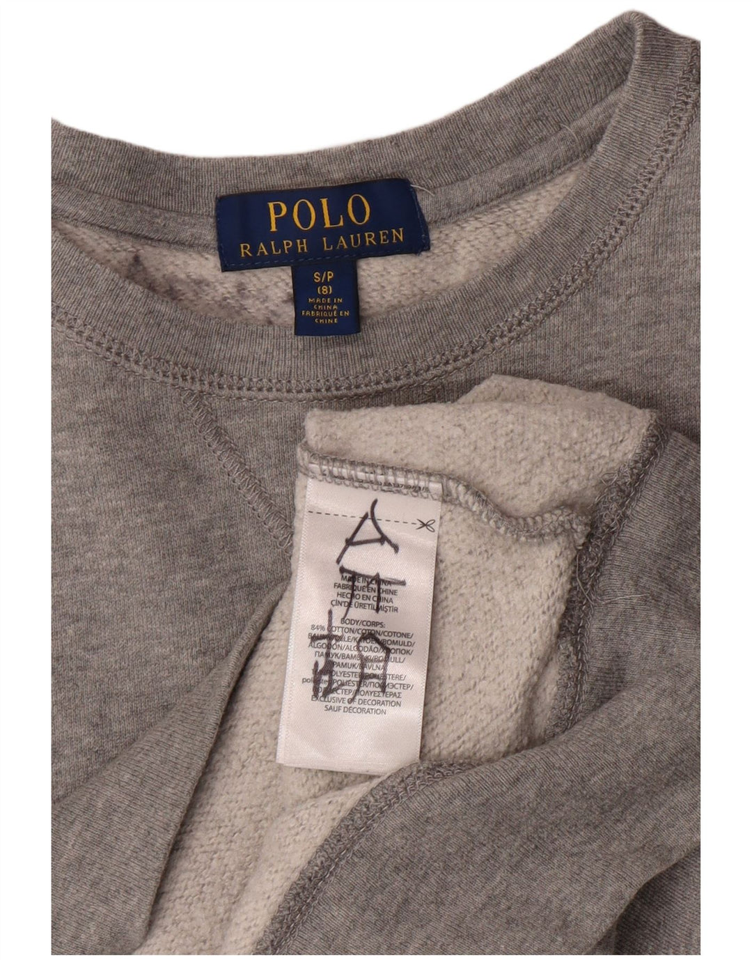 Polo Ralph Lauren Sudadera para niño Jumper 7-8 años Pequeño Gris Algodón