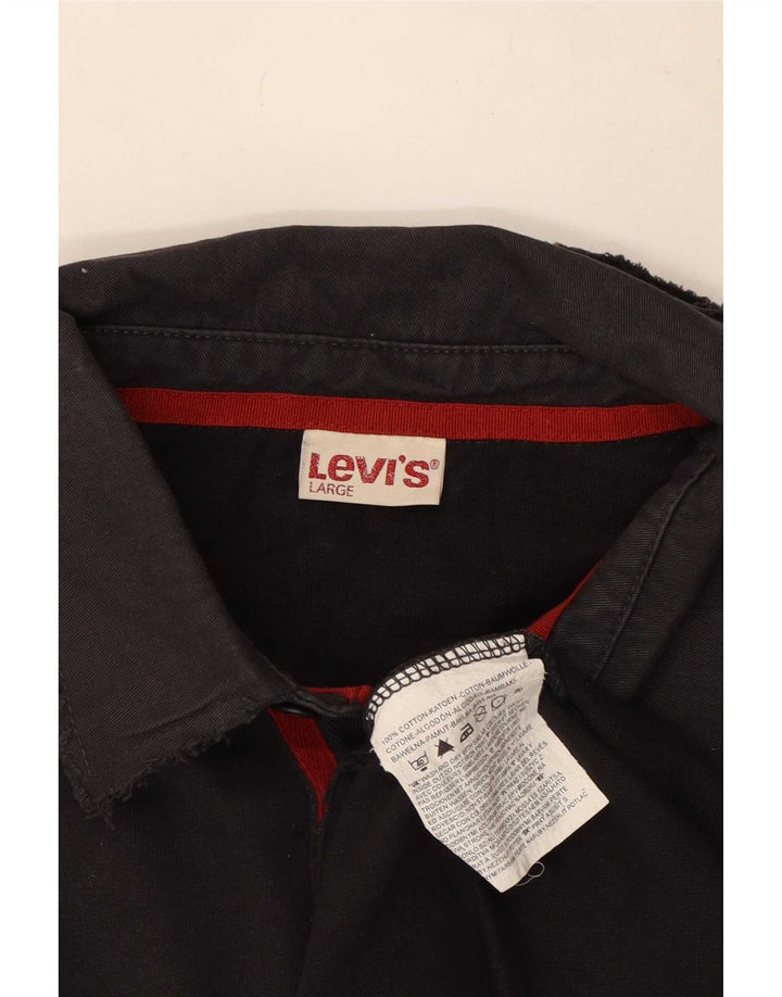 Levi's Polo de manga larga para hombre de algodón negro grande