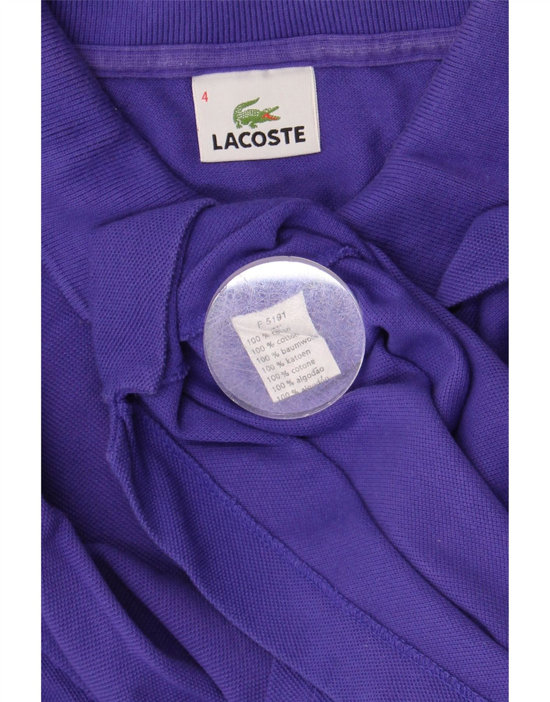 Polo Lacoste para hombre talla 4 mediano algodón morado