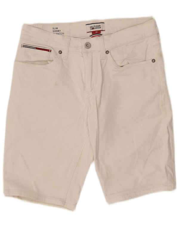 Tommy Hilfiger Pantalones cortos de mezclilla Scanton Slim Fit para hombre W29 Small White Cotton