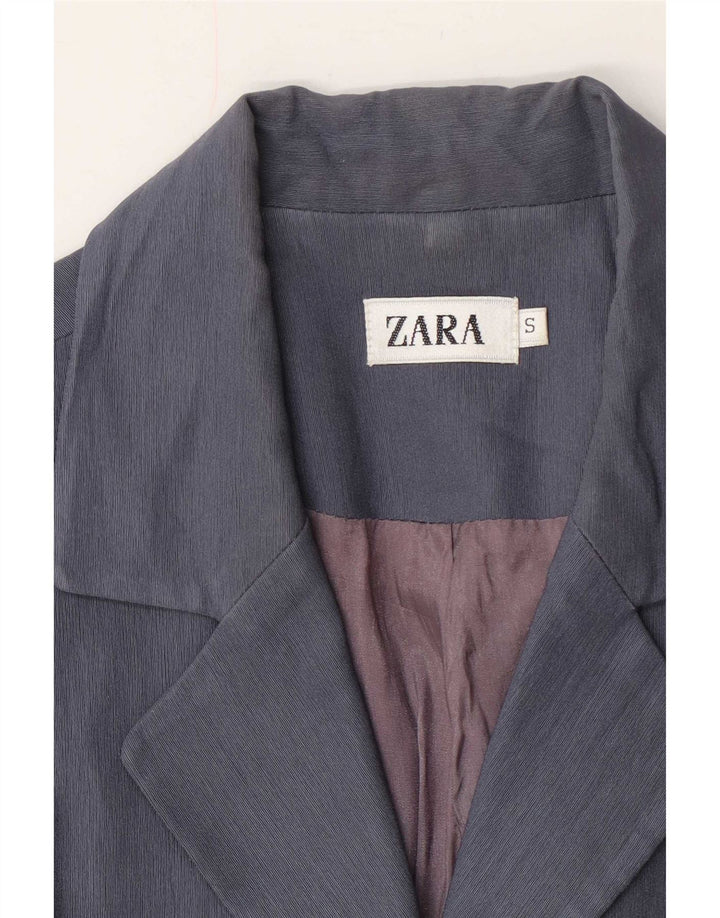 Zara Mujer Chaqueta Blazer De 1 Botón UK 10 Small Azul