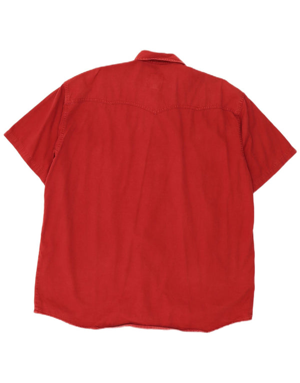 Camisa vaquera vintage de manga corta para hombre XL Algodón burdeos