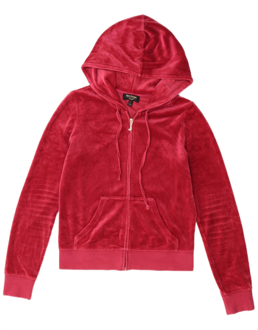 JUICY COUTURE Suéter con capucha de terciopelo con cremallera para mujer UK 10 Small Pink Cotton