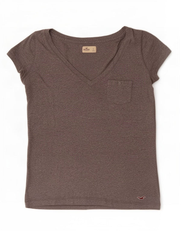 Hollister Camiseta para mujer Top UK 46 Grande Gris Algodón