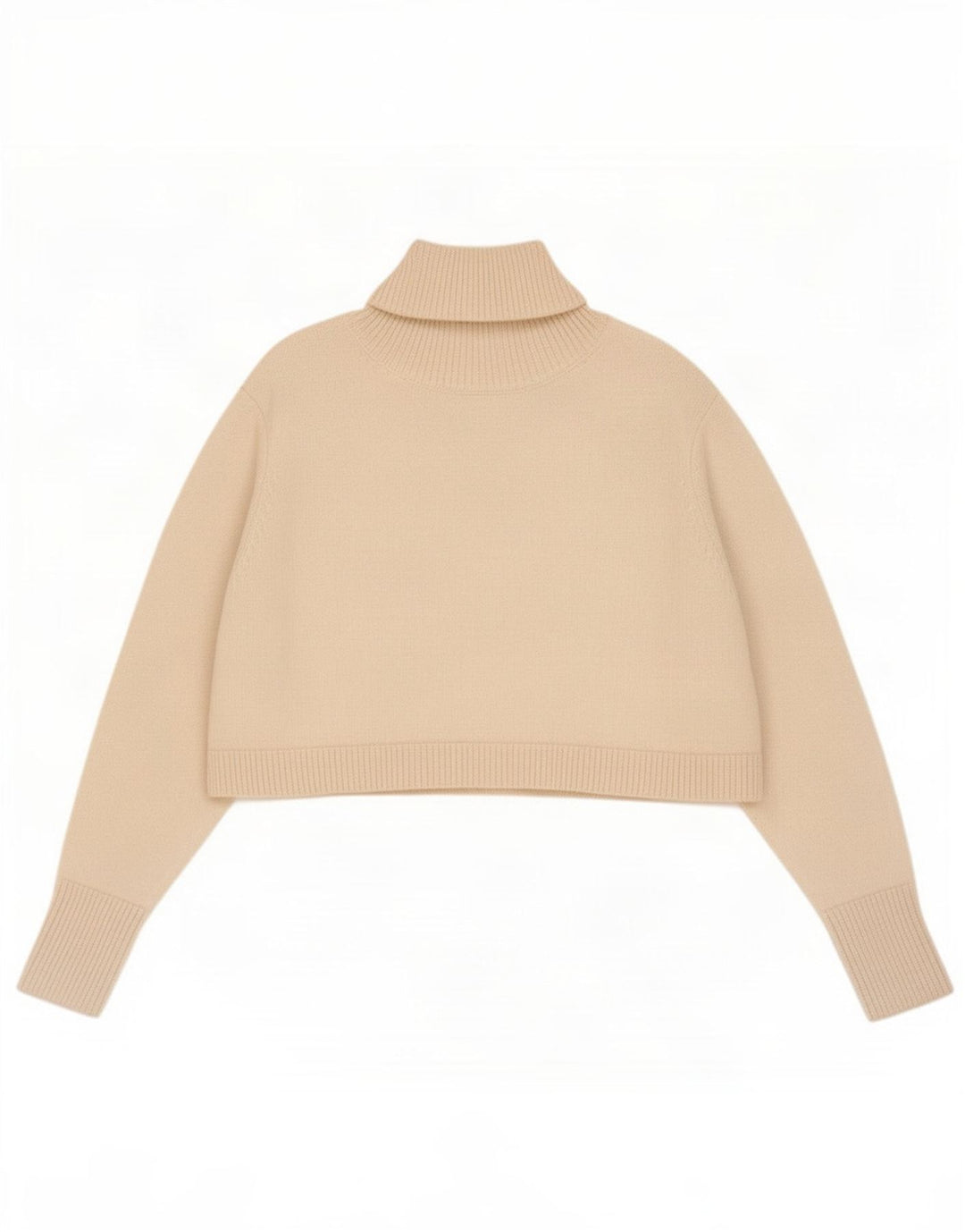 Zara Mujer Crop Oversize Roll Neck Jumper Sweater UK 10 Small Off White