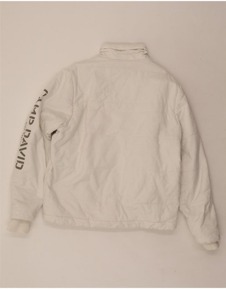 CAMP DAVID Mens Graphic Padded Jacket UK 38 Medium White Colourblock Vintage Camp David and Second-Hand Camp David from Messina Hembry 