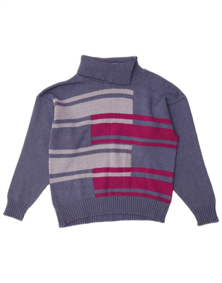 Pebble Suéter tipo jersey con cuello vuelto para mujer UK 40 Azul medio Colorblock