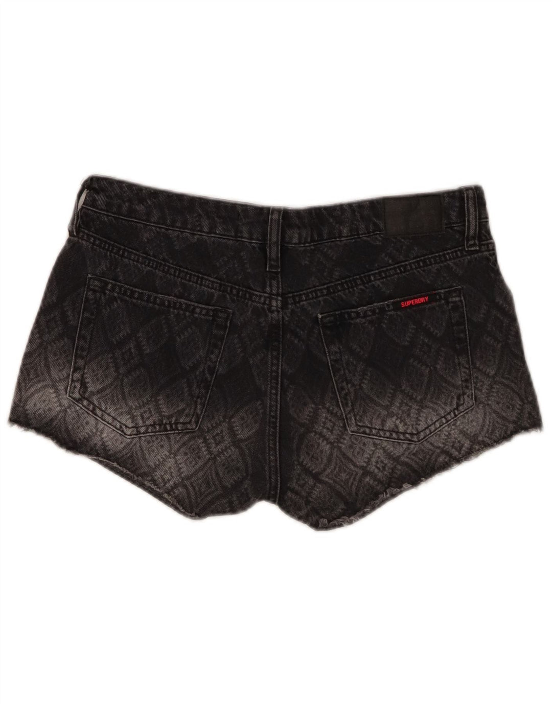Shorts Vaqueros Superdry Mujer W29 Algodón Geométrico Gris Medio