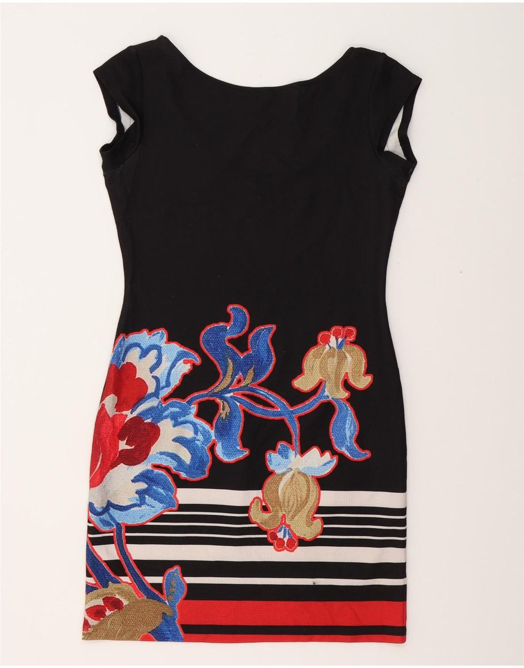 DESIGUAL Vestido ajustado para mujer UK 40 Mediano Negro Floral Poliéster