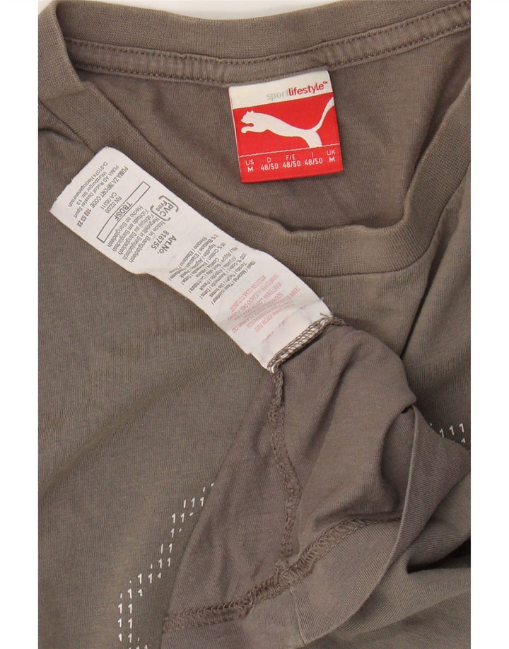 PUMA Camiseta gráfica para hombre Top de algodón gris medio