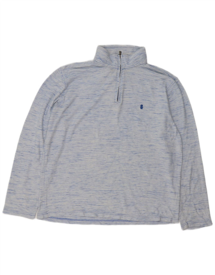 IZOD - Chándal para hombre con cuello y cremallera, talla XL, algodón moteado azul