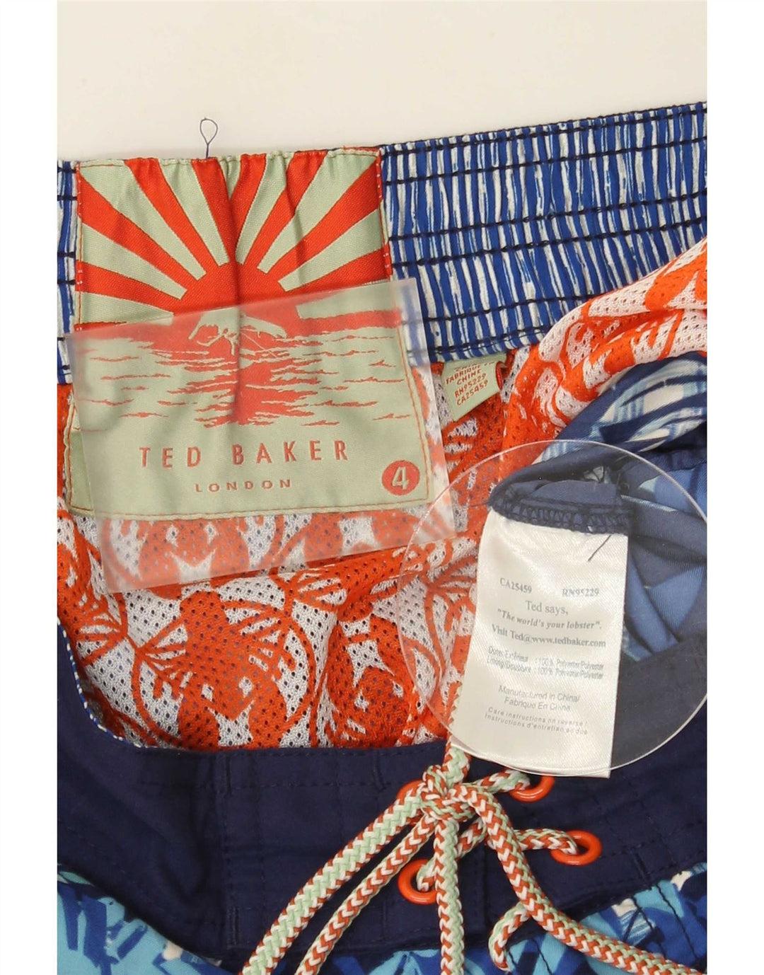 Ted Baker - Bañador para hombre, talla 4, grande, poliéster floral, color azul marino