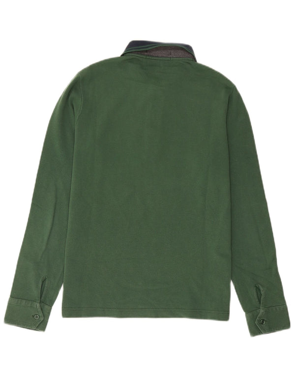 Fred Perry Polo De Rugby De Manga Larga Para Hombre Algodón Color Block Verde Pequeño