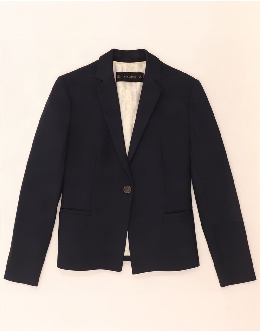 Zara - Chaqueta tipo blazer con 1 botón para mujer, Reino Unido 40, algodón azul marino mediano