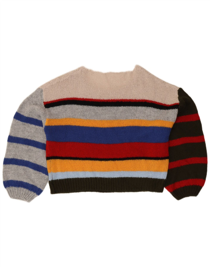 VINTAGE Mujer Barco Cuello Jersey Suéter Reino Unido 14 Grande Multicolor