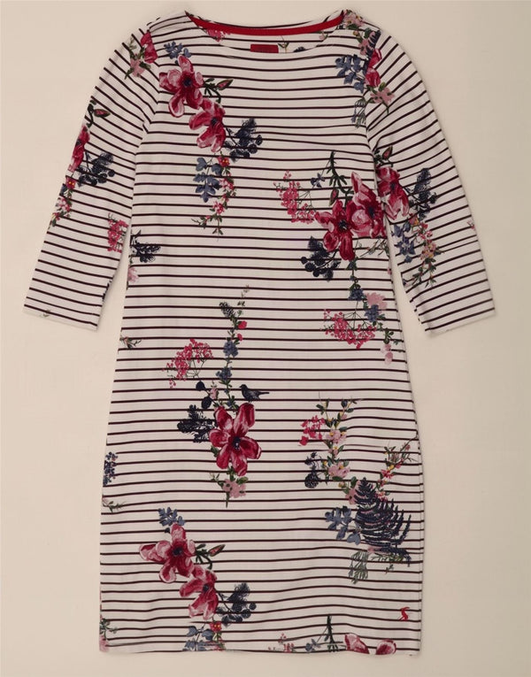 Joules Vestido tubo de manga 3/4 para mujer UK 40 Pequeño algodón a rayas blancas