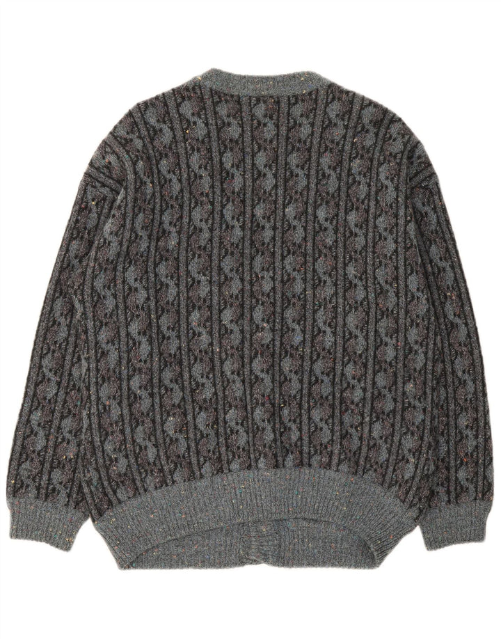 Ranger Cárdigan para hombre IT 52 Lana geométrica gris grande