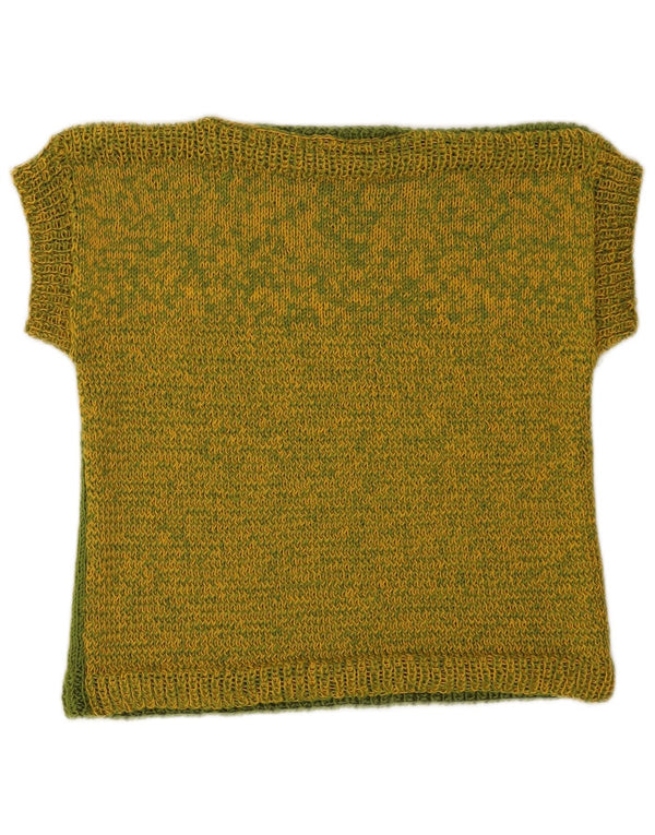Vintage mujer chaleco camiseta sin mangas Reino Unido 8 pequeño verde moteado