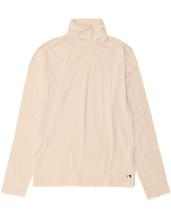 LEE Womens Top Long Sleeve UK 12 Medium White Cotton