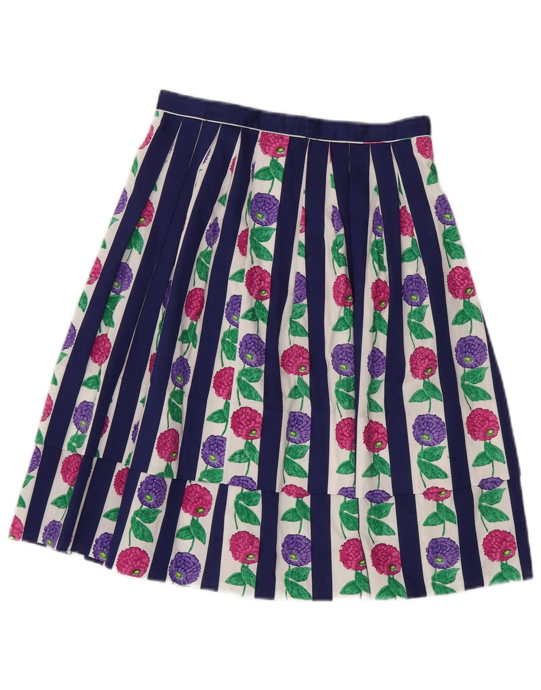 VINTAGE Falda Plisada Mujer W24 XS Azul Floral