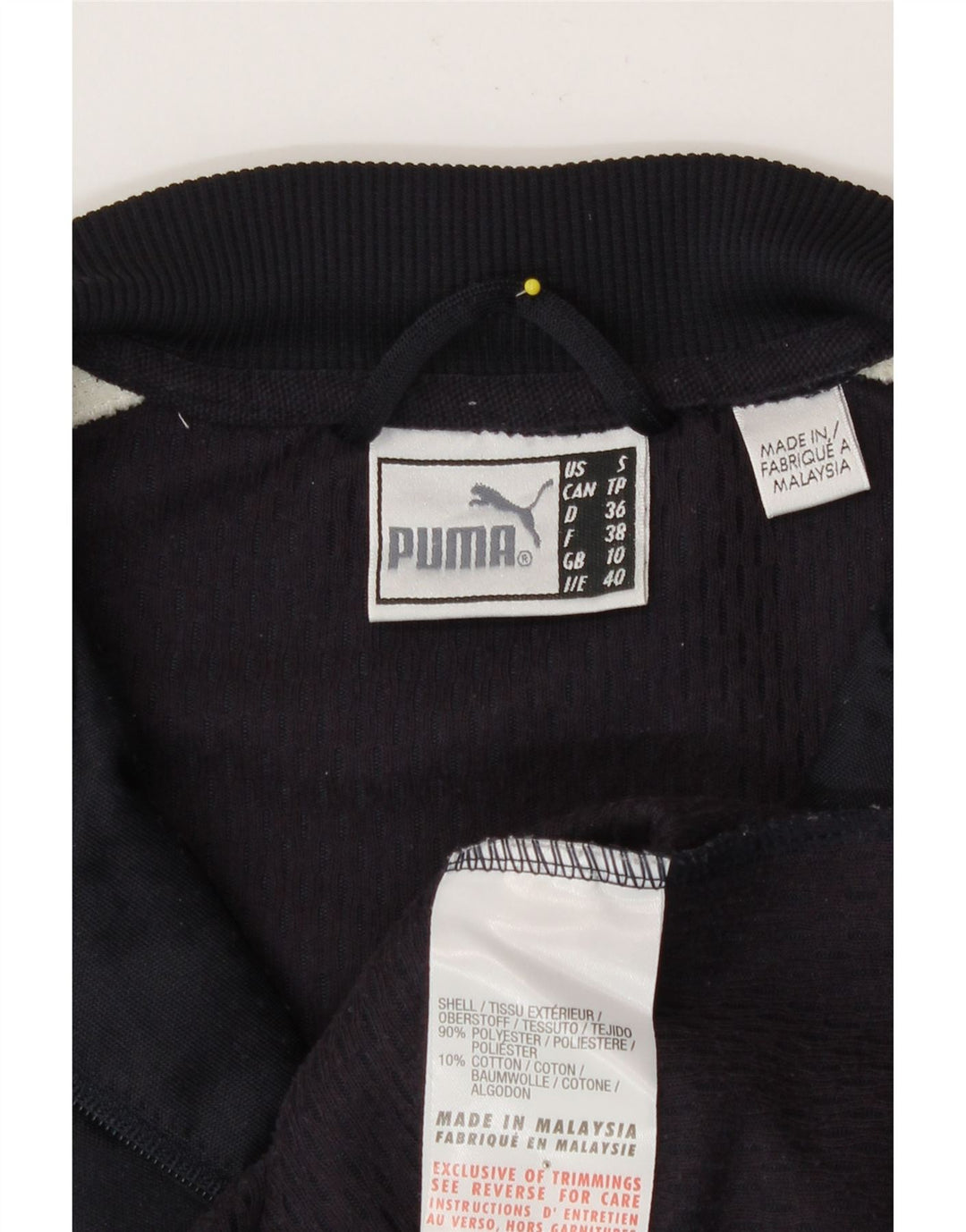 Puma Mujer Chándal Top Chaqueta UK 10 Small Azul Marino Colorblock