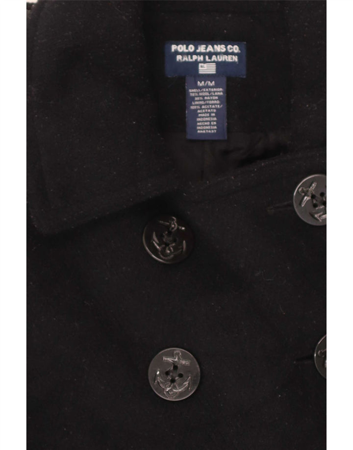 Ralph Lauren Chaquetón para Mujer UK 14 Lana Negra Mediana