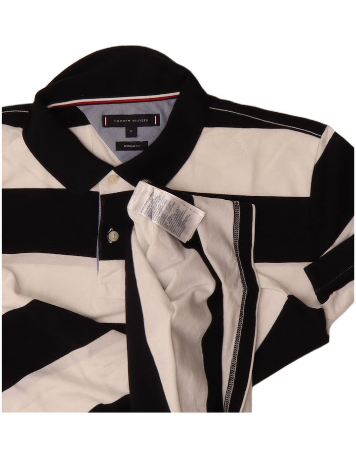 Tommy Hilfiger Polo de corte regular para hombre de algodón a rayas negro mediano