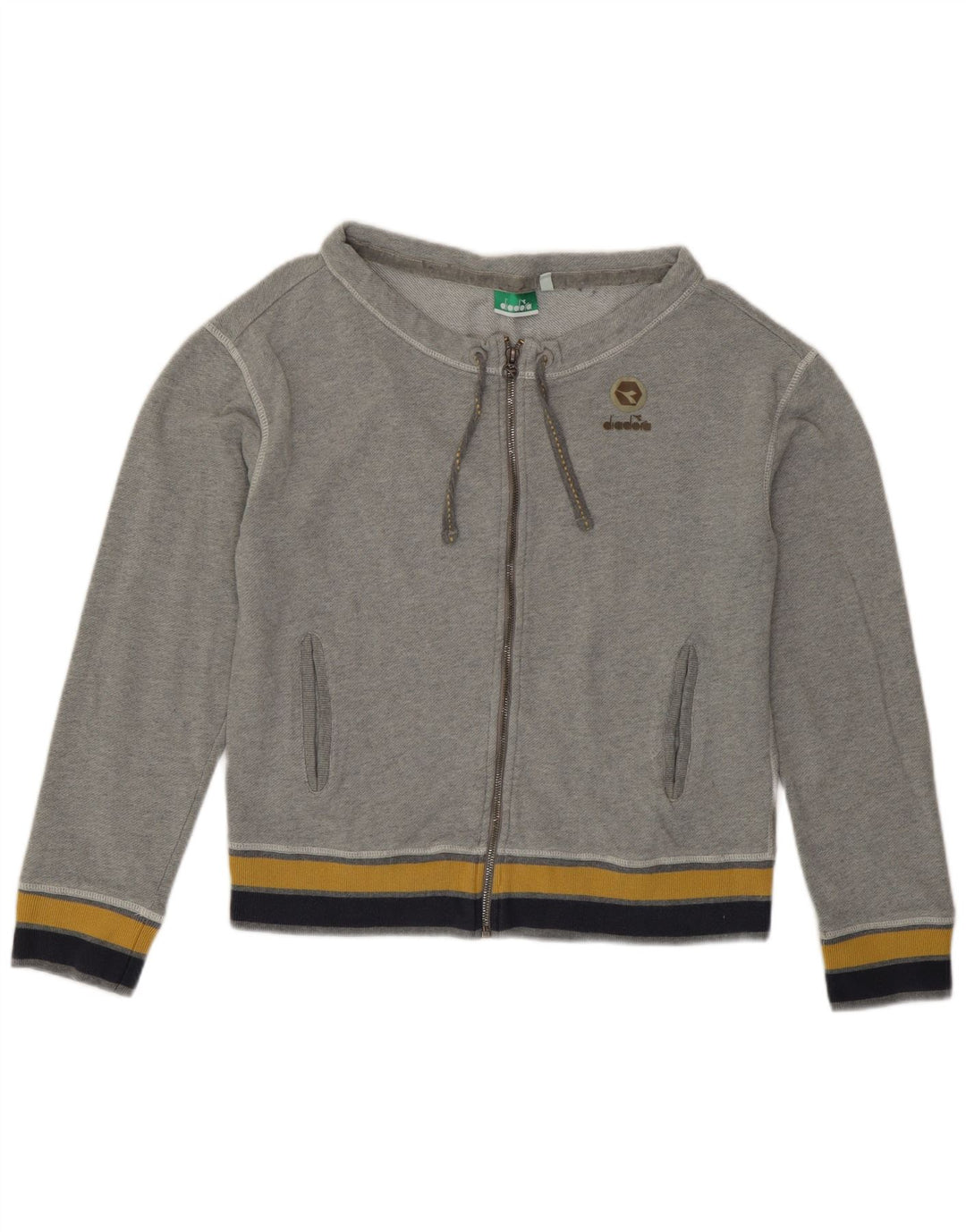 Diadora Mujer Crop Chándal Top Chaqueta UK 44 Gris Medio Colorblock