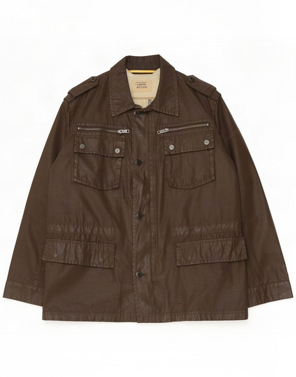 Camel Active Chaqueta utilitaria de algodón encerado para hombre UK 42 XL Marrón