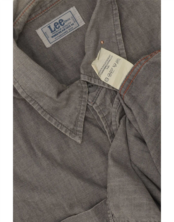 Camisa Lee Hombre De Manga Corta De Algodón Gris Medio